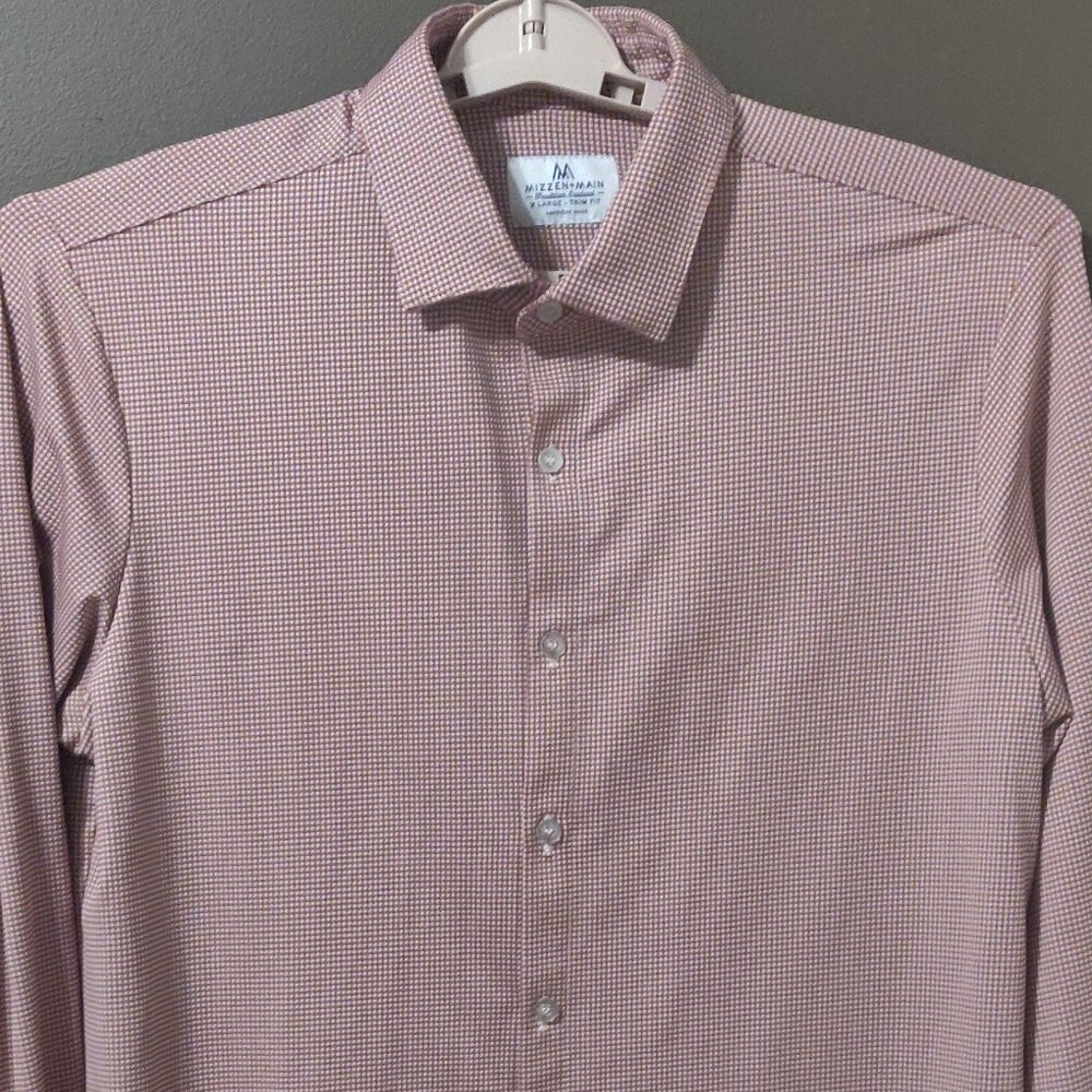 Mizzen + Main Spinnaker Trim Fit Red & White Check Long Sleeve Shirt XL